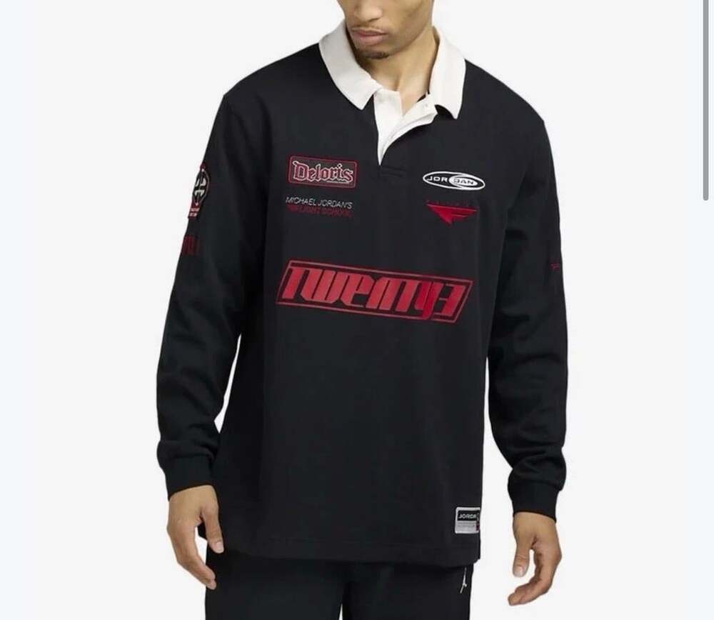 Jordan Rugby Polo embroidered . NEW. Size XL Black HF9323-010